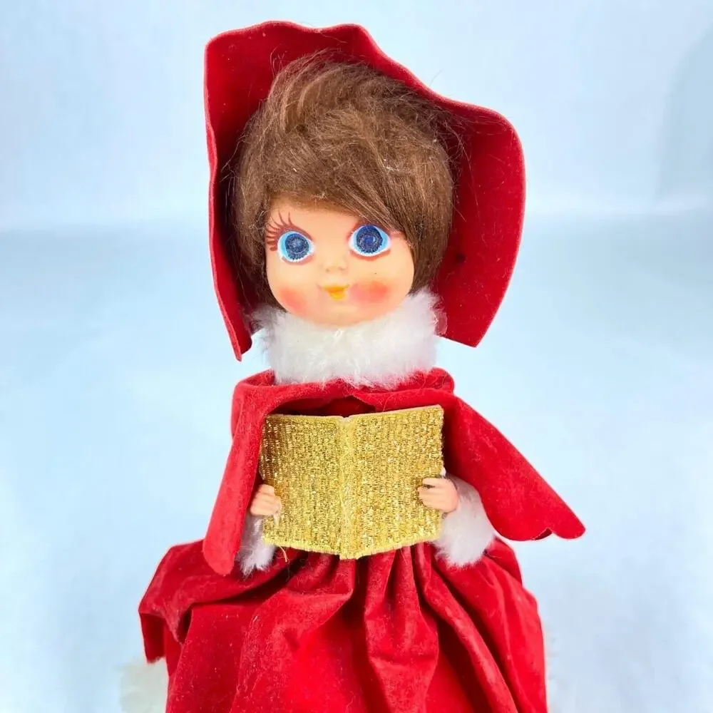 Vintage Christmas Caroler Musical Doll Animated Wind Up Made in Japan